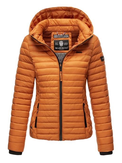 Marikoo Damen Steppjacke Samtpfote mit abnehmbarer Kapuze & Rippbündchen - Image 1