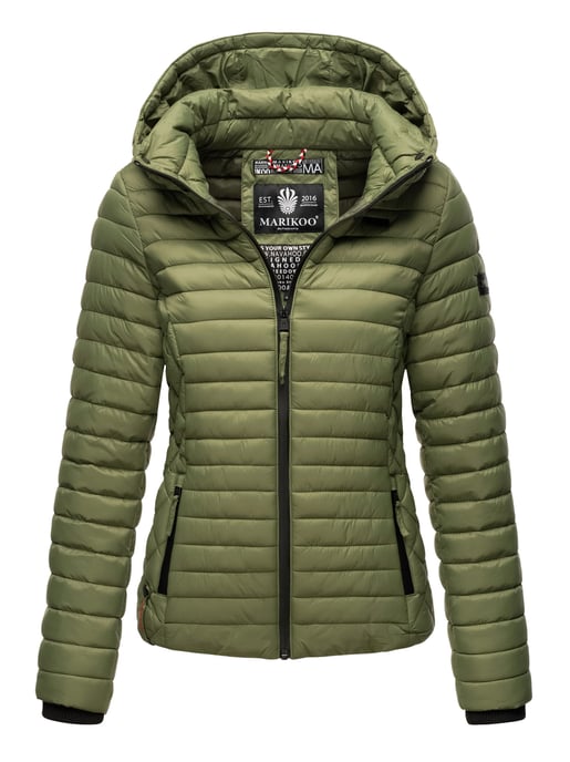 Marikoo Damen Steppjacke Samtpfote mit abnehmbarer Kapuze & Rippbündchen - Image 1