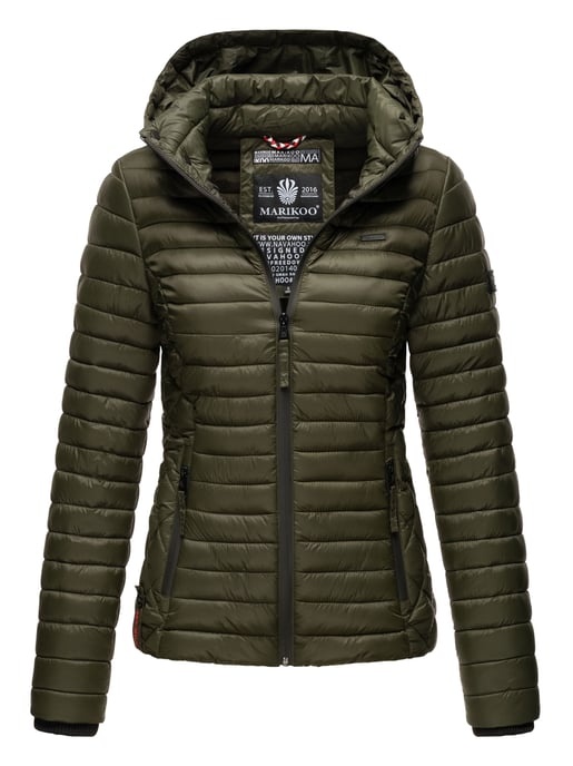 Marikoo Damen Steppjacke Samtpfote mit abnehmbarer Kapuze & Rippbündchen - Image 1