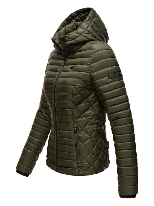 Marikoo Damen Steppjacke Samtpfote mit abnehmbarer Kapuze & Rippbündchen - Image 3