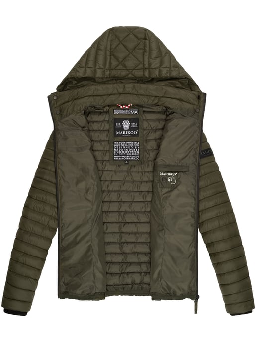 Marikoo Damen Steppjacke Samtpfote mit abnehmbarer Kapuze & Rippbündchen - Image 6