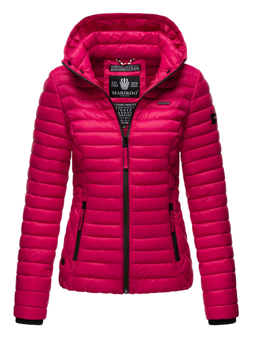 Marikoo Damen Steppjacke Samtpfote mit abnehmbarer Kapuze & Rippbündchen - Image 1
