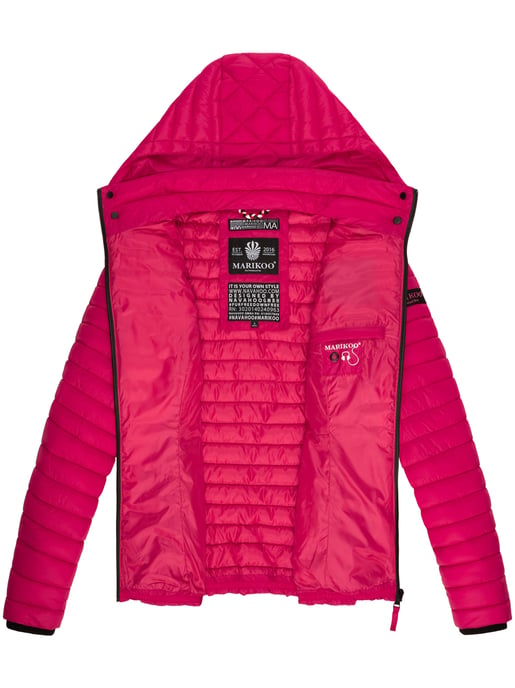 Marikoo Damen Steppjacke Samtpfote mit abnehmbarer Kapuze & Rippbündchen - Image 6