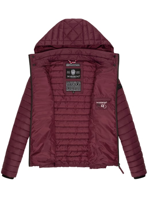 Marikoo Damen Steppjacke Samtpfote mit abnehmbarer Kapuze & Rippbündchen - Image 6