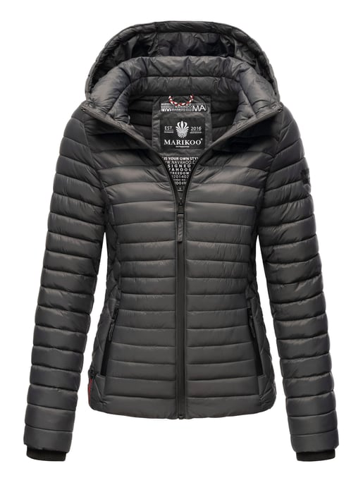 Marikoo Damen Steppjacke Samtpfote mit abnehmbarer Kapuze & Rippbündchen - Image 1