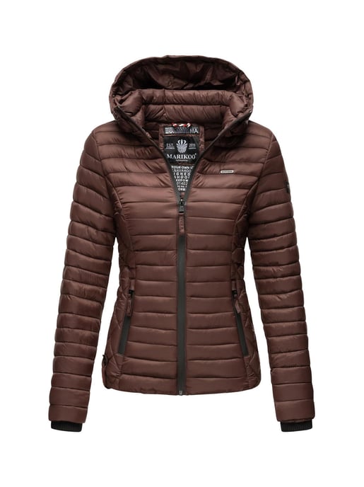 Marikoo Damen Steppjacke Samtpfote mit abnehmbarer Kapuze & Rippbündchen - Image 1