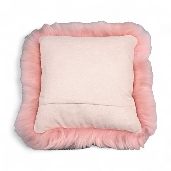 Echtes Schaffell, rosa, echte Wolle, einseitiges Kissen - Image 3
