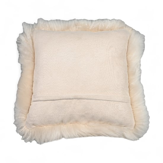 Echtes Schaffell, Beige, 40 x 40 cm, einseitiges Kissen aus echter Wolle - Image 2