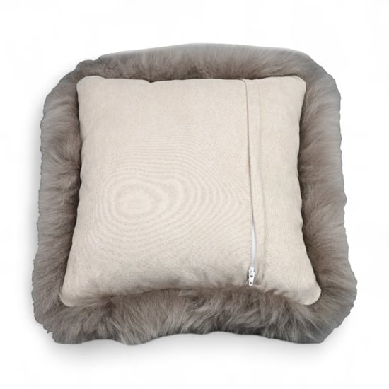 Echtes Schaffell Taupe 40x40cm Echtwolle Einseitiges Kissen - Image 2