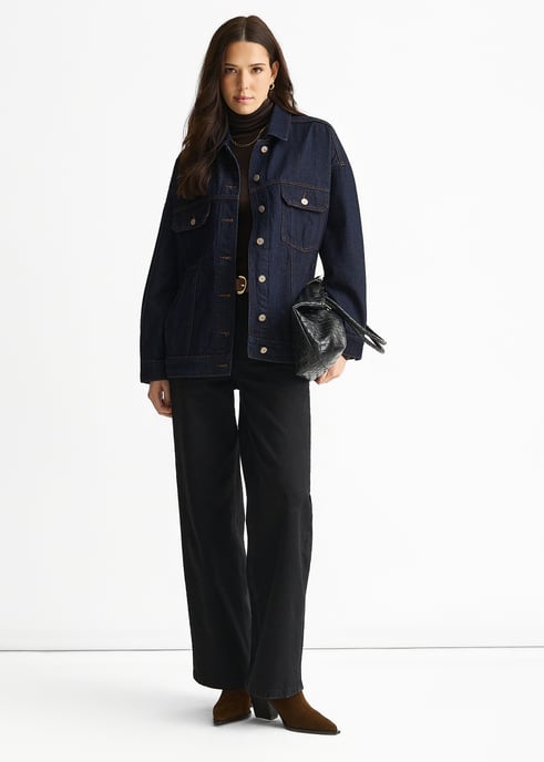 Dunkle Indigo Denim Trucker Jacke - Image 3