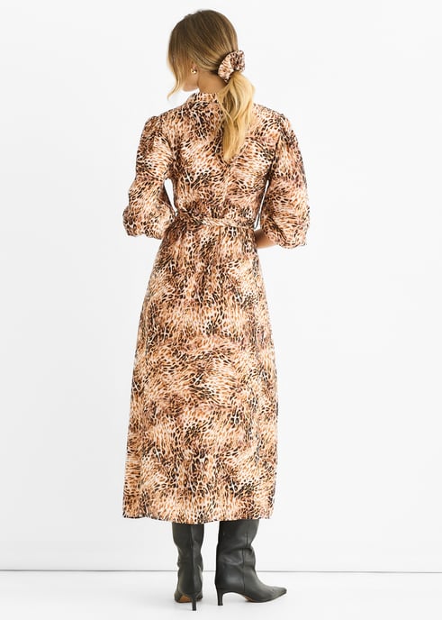 Braunes Hemd-Midikleid mit Tiermuster - Image 4