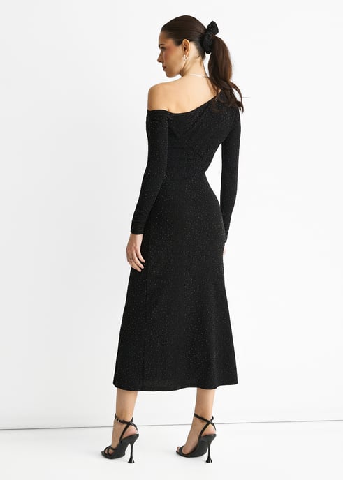 Schwarzes Hot Fix Midikleid aus Jersey mit Nieten - Image 4