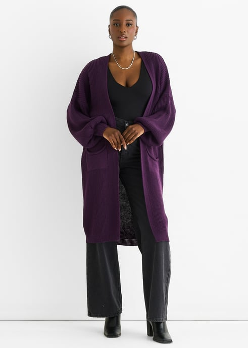 Lila Grobstrick-Langstrickjacke - Image 1