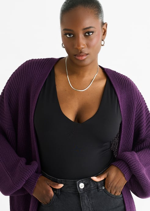 Lila Grobstrick-Langstrickjacke - Image 2