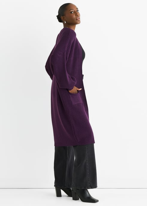 Lila Grobstrick-Langstrickjacke - Image 3