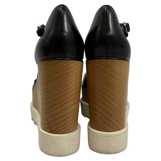 Stella McCartney Plateau-Sandalen „Elyse“ mit Keilabsatz aus schwarzem Leder - Image 3