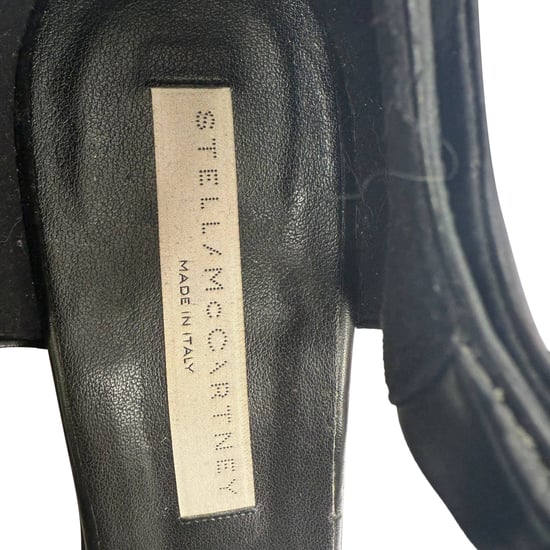 Stella McCartney Plateau-Sandalen „Elyse“ mit Keilabsatz aus schwarzem Leder - Image 5