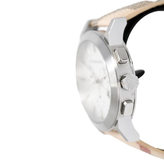 Burberry BU9360 Herren-Chronographenuhr - elegantes beigefarbenes Armband - Image 4