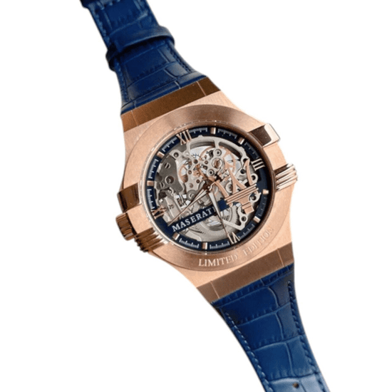 Maserati R8821108022 Herren-Automatikuhr mit skelettiertem Zifferblatt in Roségold und Blau - Image 2