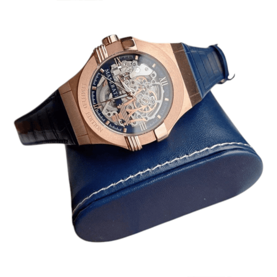 Maserati R8821108022 Herren-Automatikuhr mit skelettiertem Zifferblatt in Roségold und Blau - Image 3