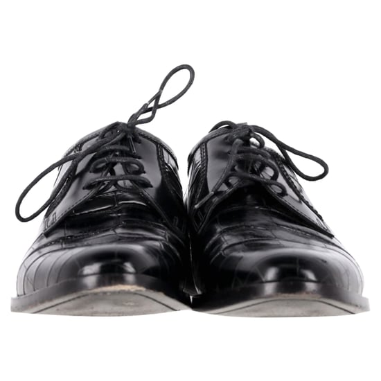 Saint Laurent Krokopräged Schnür-Oxford-Schuhe aus schwarzem Leder - Image 2