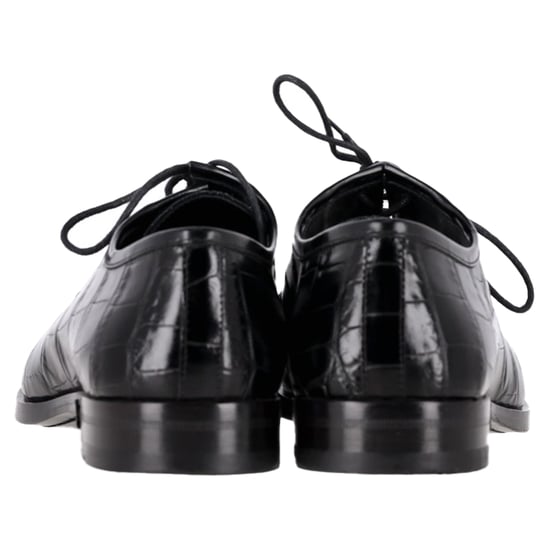 Saint Laurent Krokopräged Schnür-Oxford-Schuhe aus schwarzem Leder - Image 5