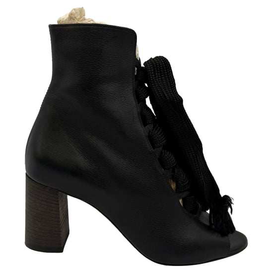 Chloé Harper Peep-Toe-Schnürstiefel aus schwarzem Leder - Image 1