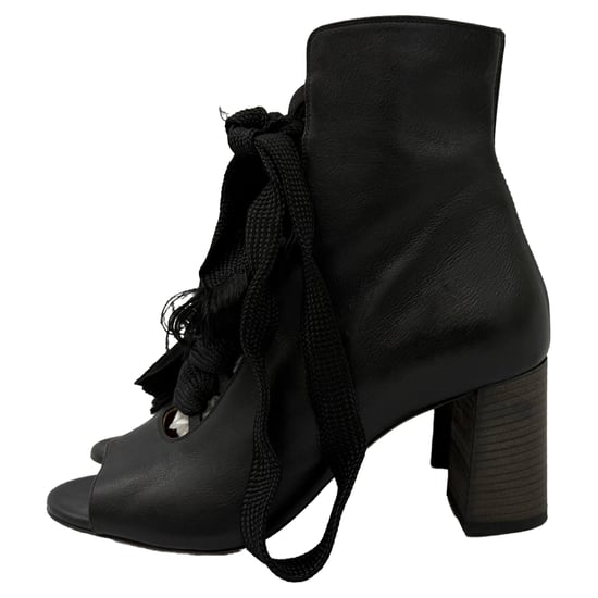 Chloé Harper Peep-Toe-Schnürstiefel aus schwarzem Leder - Image 3