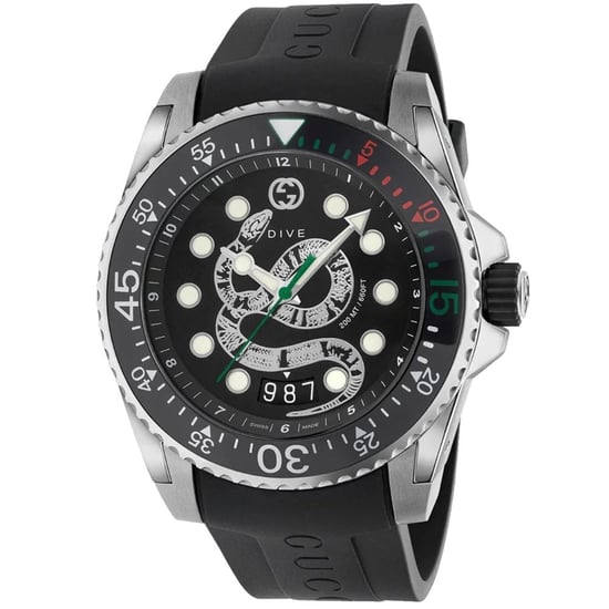 Gucci YA136217 Herrenuhr mit schwarzem Schlangenzifferblatt - 200m wasserdicht - Image 1