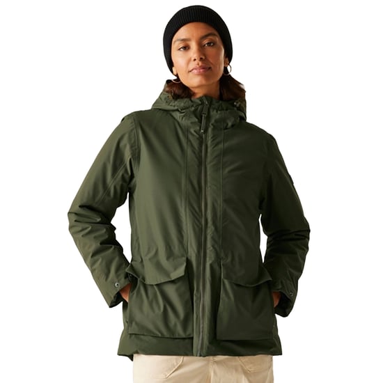 Regatta Damen Melane Isolierte Wasserabweisende Jacke (Dunkelkhaki/Schwarz) - Image 4