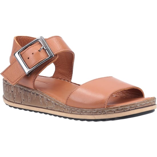 Hush Puppies - Damen Sandalen mit Keilabsatz "Ellie", Leder (Hellbraun) - Image 1