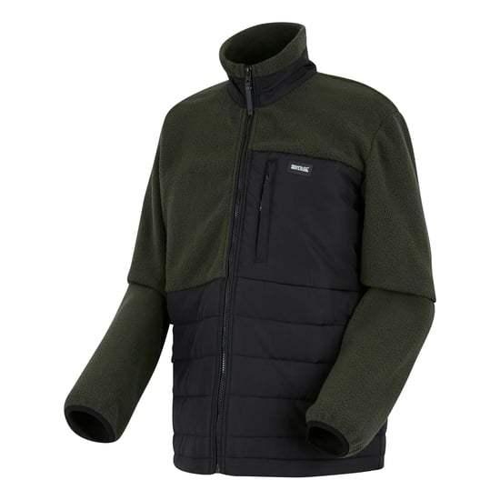 Regatta - "Frankie" Hybridjacke für Herren, Durchgehender Reißverschluss, Teddyfleece (Schwarz/Dunkel-Khaki) - Image 3