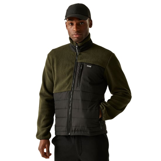 Regatta - "Frankie" Hybridjacke für Herren, Durchgehender Reißverschluss, Teddyfleece (Schwarz/Dunkel-Khaki) - Image 4