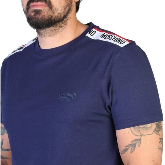 Moschino - T-Shirt für Herren/Damen Unisex, Gebänderte Schulter (Dunkles Marineblau) - Image 3
