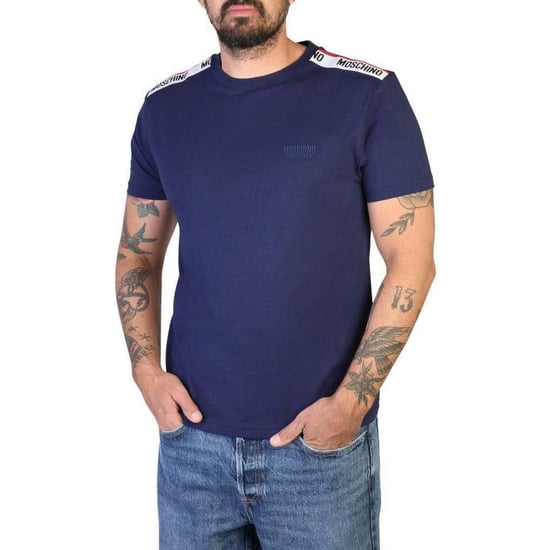 Moschino - T-Shirt für Herren/Damen Unisex, Gebänderte Schulter (Dunkles Marineblau) - Image 6