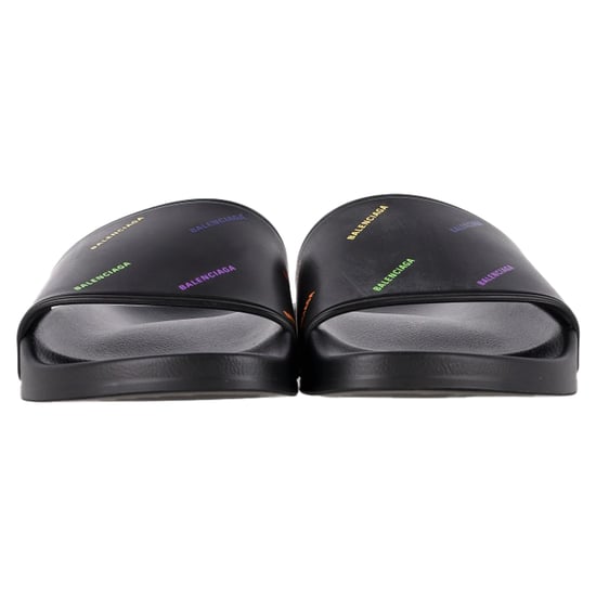 Balenciaga Logo Pool-Slides aus schwarzem Gummi - Image 3