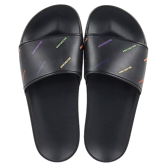 Balenciaga Logo Pool-Slides aus schwarzem Gummi - Image 4