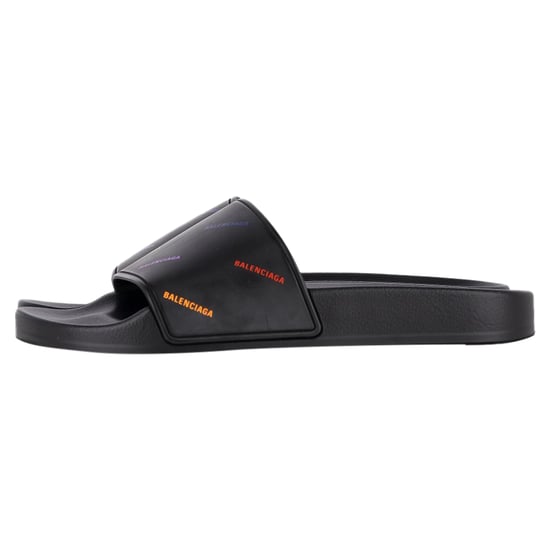 Balenciaga Logo Pool-Slides aus schwarzem Gummi - Image 5