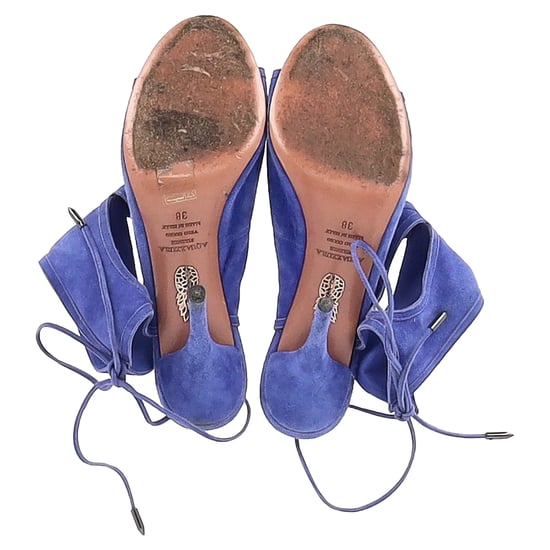 Aquazzura Sexy Thing Cutout Sandalen mit Absatz aus blauen Wildleder - Image 6