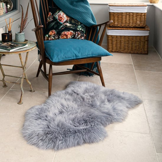 Echter grauer Schaffell-Teppich, natürlich, seidig, weich und flauschig, echte Wolle - Image 3