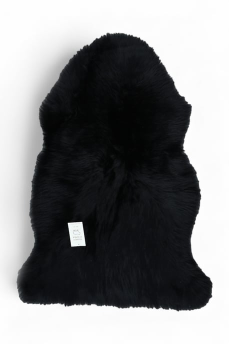 Echter schwarzer Schaffell-Teppich, natürlich, seidig, weich und flauschig, echte Wolle - Image 1