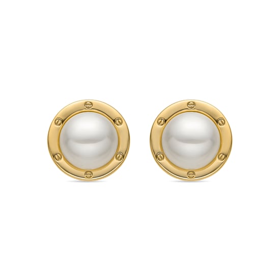 Luxenter Ohrringe mit 18k Gold-Finish weißer Perle - Ciada - Image 1