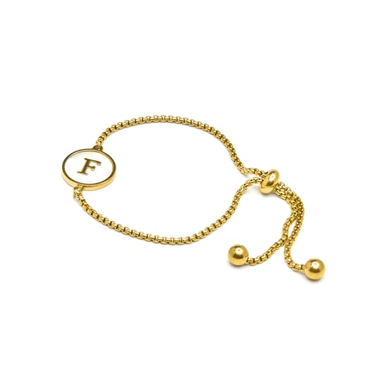 Luxenter-Armband aus weißem Perlmutt in 18 Karat Gelbgold - Alphabet - Image 3