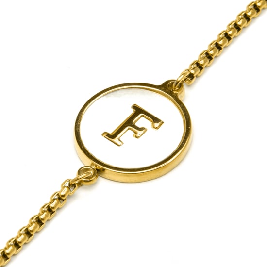 Luxenter-Armband aus weißem Perlmutt in 18 Karat Gelbgold - Alphabet - Image 4