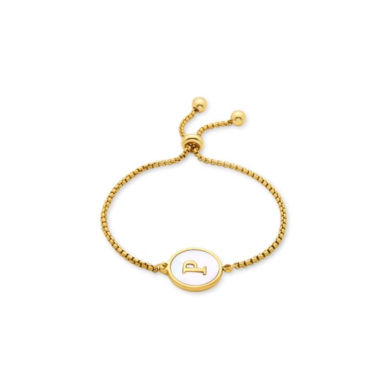 Luxenter-Armband aus weißem Perlmutt in 18 Karat Gelbgold - Alphabet - Image 1