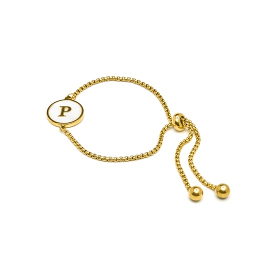 Luxenter-Armband aus weißem Perlmutt in 18 Karat Gelbgold - Alphabet - Image 3