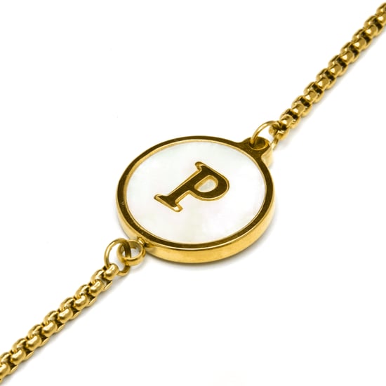 Luxenter-Armband aus weißem Perlmutt in 18 Karat Gelbgold - Alphabet - Image 4