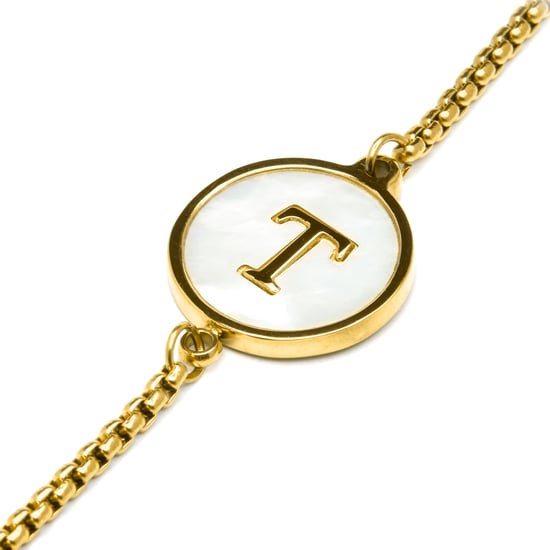 Luxenter-Armband aus weißem Perlmutt in 18 Karat Gelbgold - Alphabet - Image 4