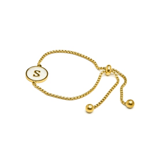 Luxenter-Armband aus weißem Perlmutt in 18 Karat Gelbgold - Alphabet - Image 3