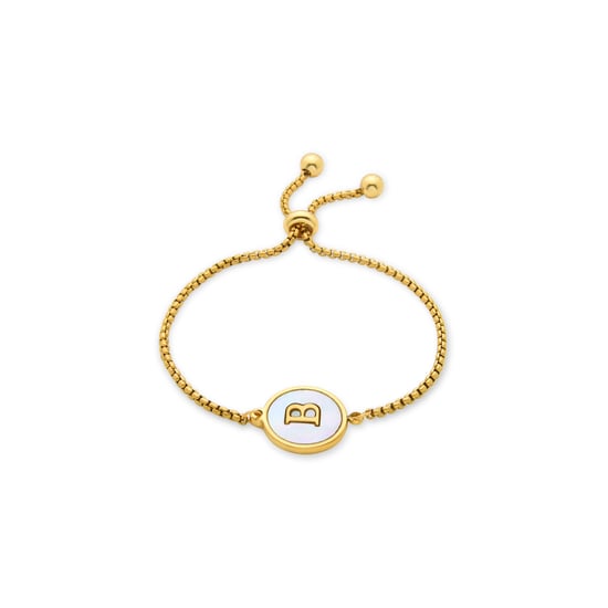 Luxenter-Armband aus weißem Perlmutt in 18 Karat Gelbgold - Alphabet - Image 1